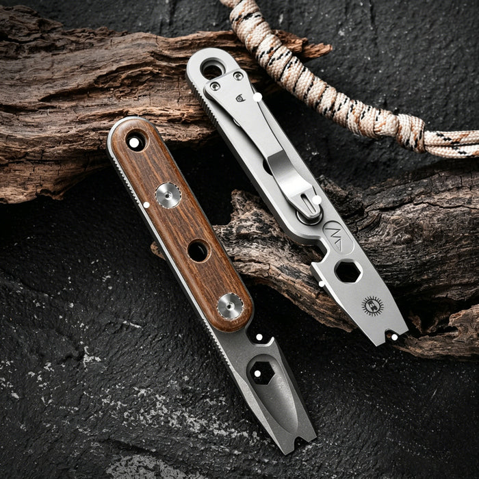 Titanium EDC Pry Bar Multi-Tool | Outdoor Camping & Survival Tool | Bottle Opener
