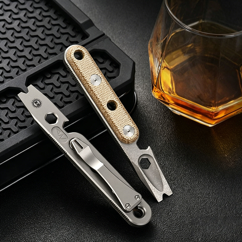 Titanium EDC Pry Bar Multi-Tool | Outdoor Camping & Survival Tool | Bottle Opener