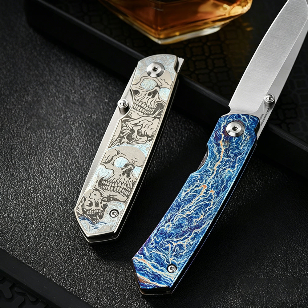 Premium M390 Titanium EDC Folding Knife | TC4 Handle | Outdoor Survival Pocket Knife