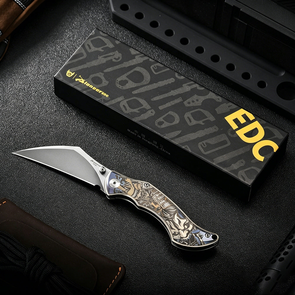 M390 Titanium EDC Folding Knife | Color Engraved | Outdoor Portable Pocket Knife