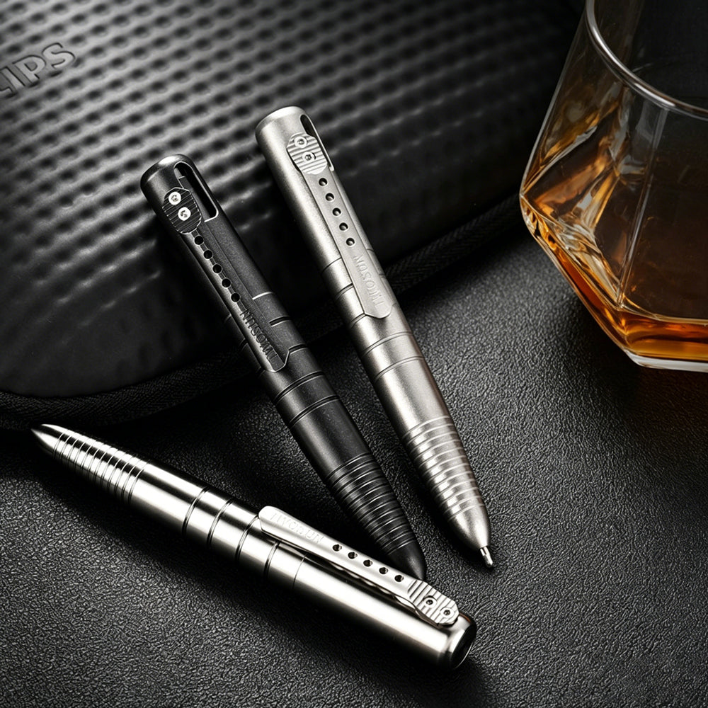 Titanium Tactical Pen | Bolt-Action Retractable EDC Tool | Outdoor Carry Pen
