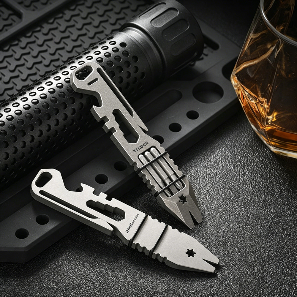 Titanium EDC Pry Bar Multi-Tool | Screwdriver & Bottle Opener | Outdoor Portable Tool