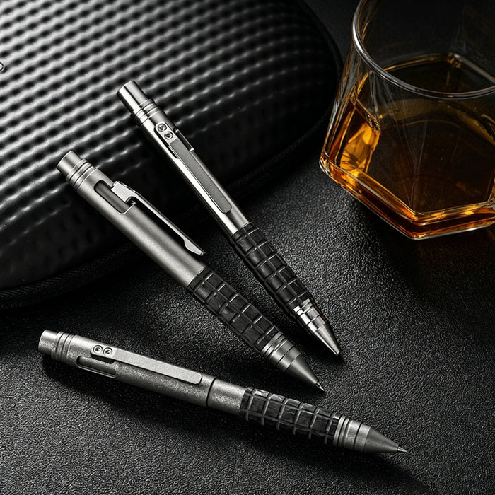 Titanium Bolt-Action Tactical Pen | Carbon Fiber EDC Pen | Portable Outdoor Multi-Tool