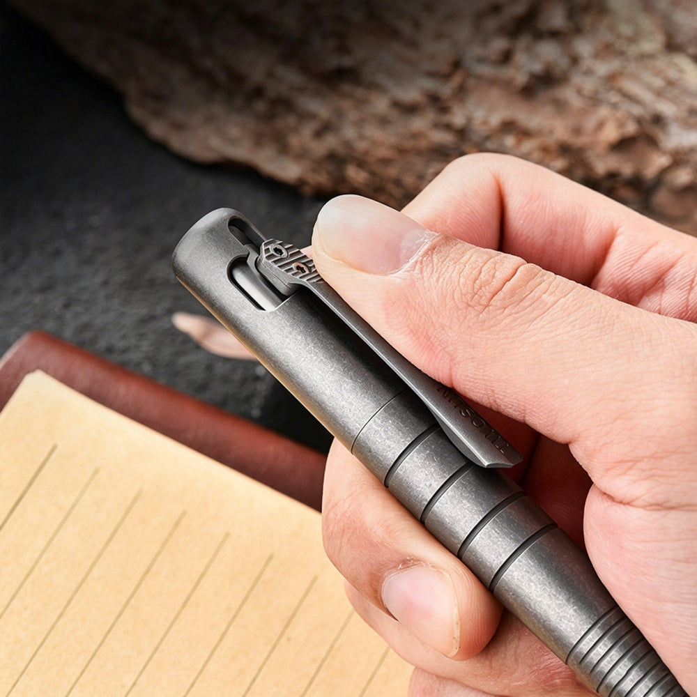Titanium Tactical Pen | Bolt-Action Retractable EDC Tool | Outdoor Carry Pen